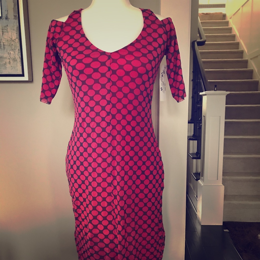 Purple and pink polka dot dress